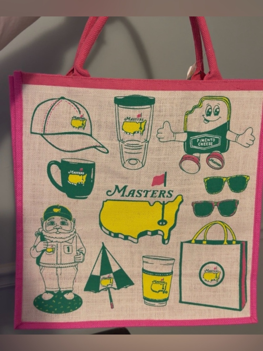 Masters large pink Canvas Tote. Purchased at Augusta National at 2026 Masters